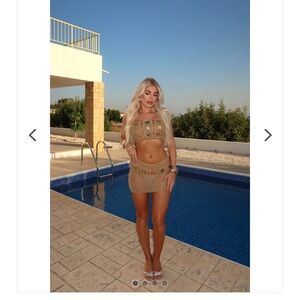 SOLD OUT ON FN Isla Celeste Crochet Gold Coin Mini Skirt Set - Gold